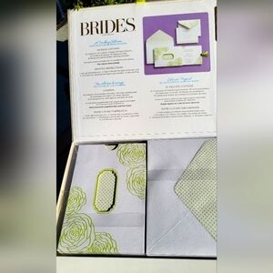 NEW IN BOX Brides Wedding Invitation Set w/ Green Floral Design 30 Count Sealed